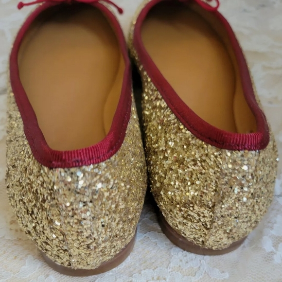 Anthropologie Bobbies 8.5 ballet Glitter Gold Flats - Picture 4 of 4
